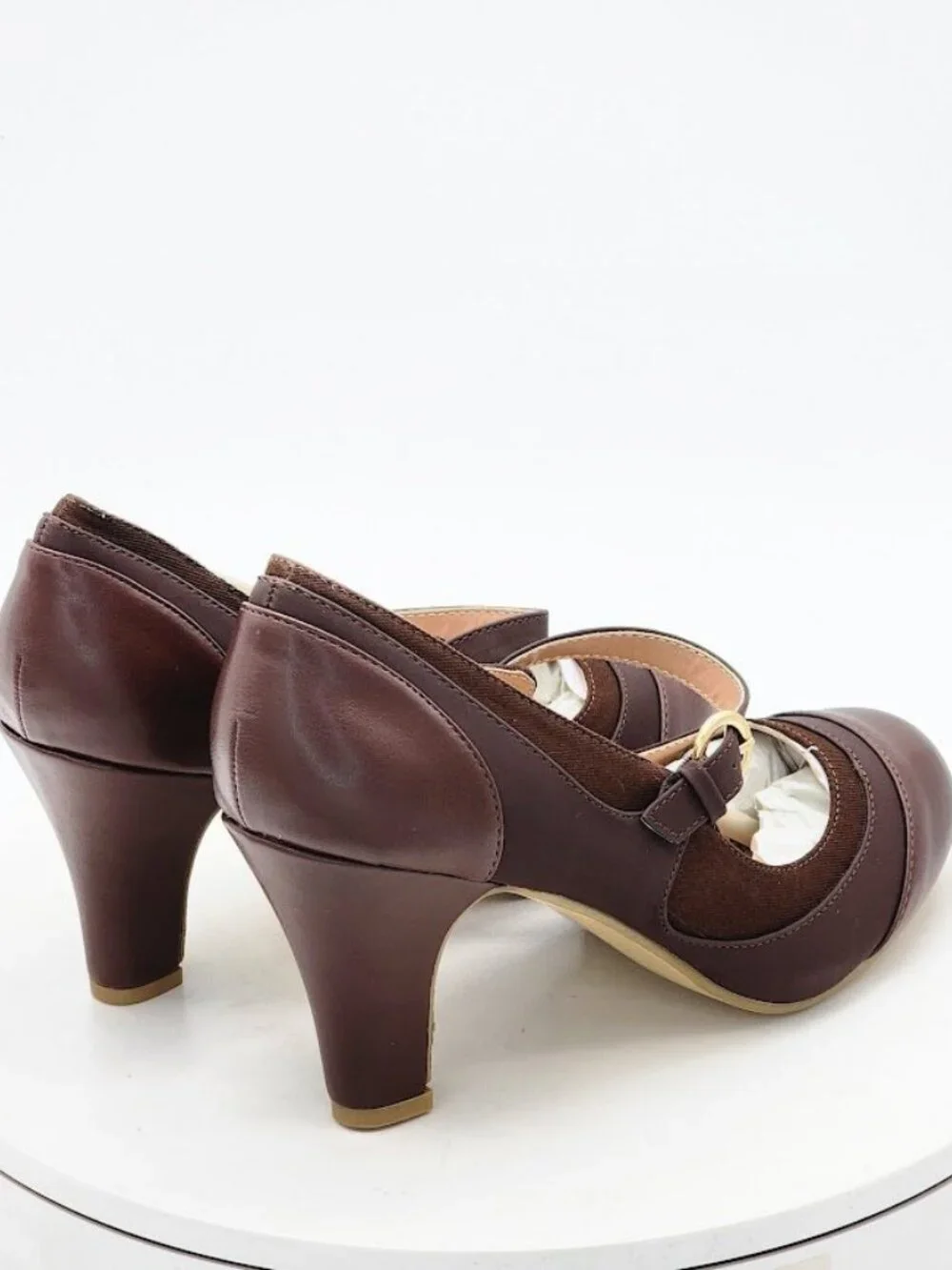 Journee Collection Siri Brown Mary Jane Pumps Round Toe Heels Women's Size 8.5